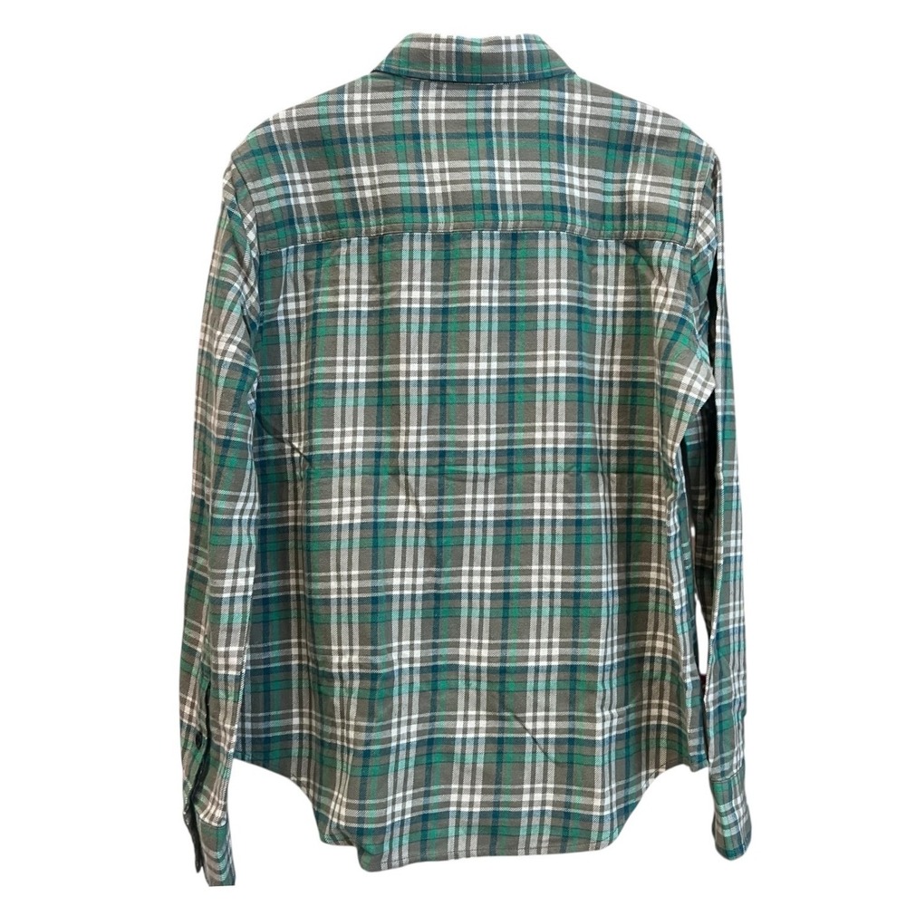 Pact‎ Cotton Green Flannel Button Down Shirt Preppy Cabin Size Small - Picture 3 of 4